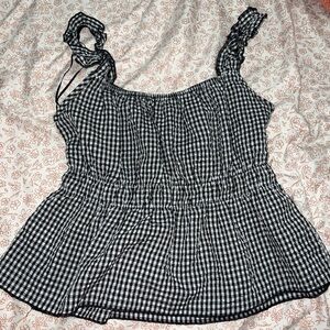 Black and White Gingham Women's Top